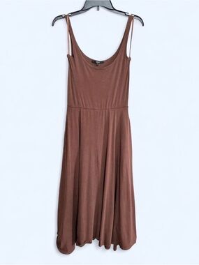 Quince Brown Tencel fit and flare dress
